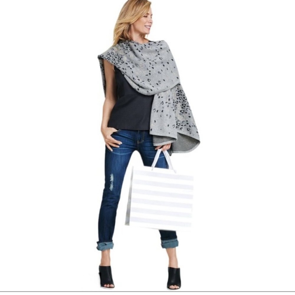 CAbi Gray Leopard Print Scarf